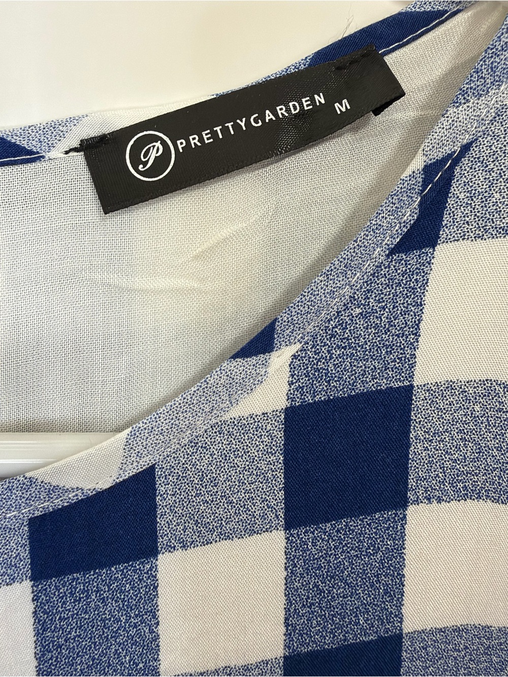 PRETTYGARDEN Blue & White Plaid Sleeveless Ruffle Sundress Medium - Picture 6 of 6
